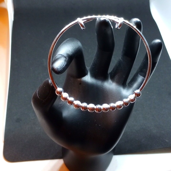 Beautiful Stunning Beaded 925 Real Sterling Silver Bangle Bracelet